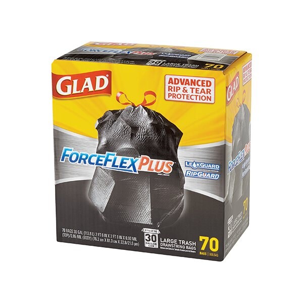 Glad Glad ForceFlex Trash Bags - 30 Gallon, Black, 70PK BUY00029851 - main
